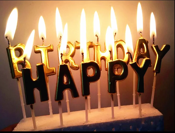 12 sets High quality Gold Happy Birthday Candles Cake Candles for
