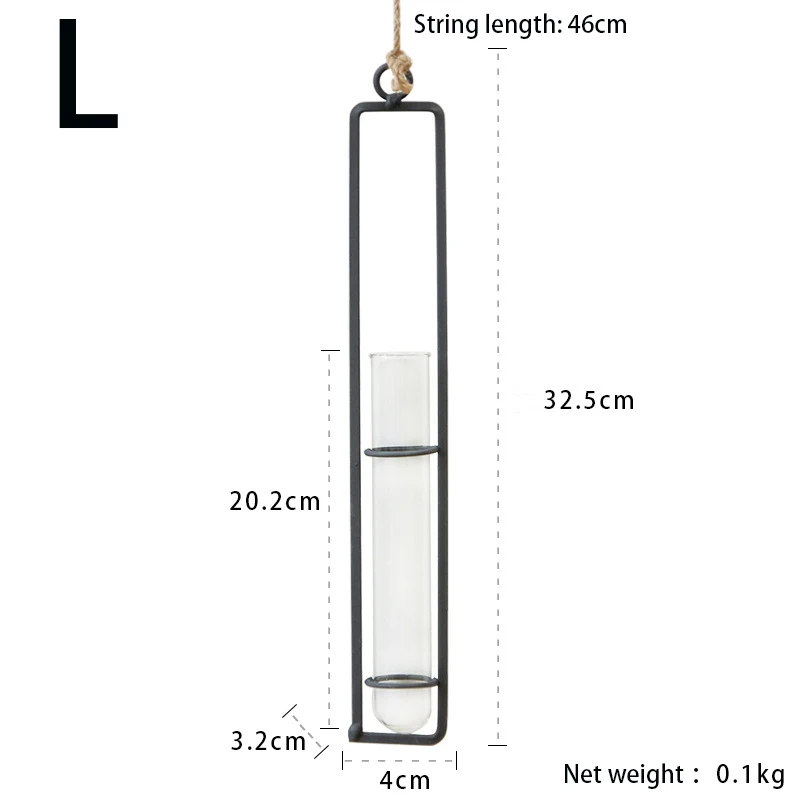Креативная настенная подвесная ваза для цветов, железное стекло, гидропоника, горшок для растений, прозрачная подвесная бутылка для цветов, домашний декоративный орнамент - Цвет: L