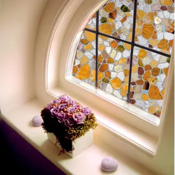 

FANCY-FIX 45x100cm 17.7x39.3 in Cobblestone Embossed Stained Window Glass Film Privacy Protection Decorative Window Film