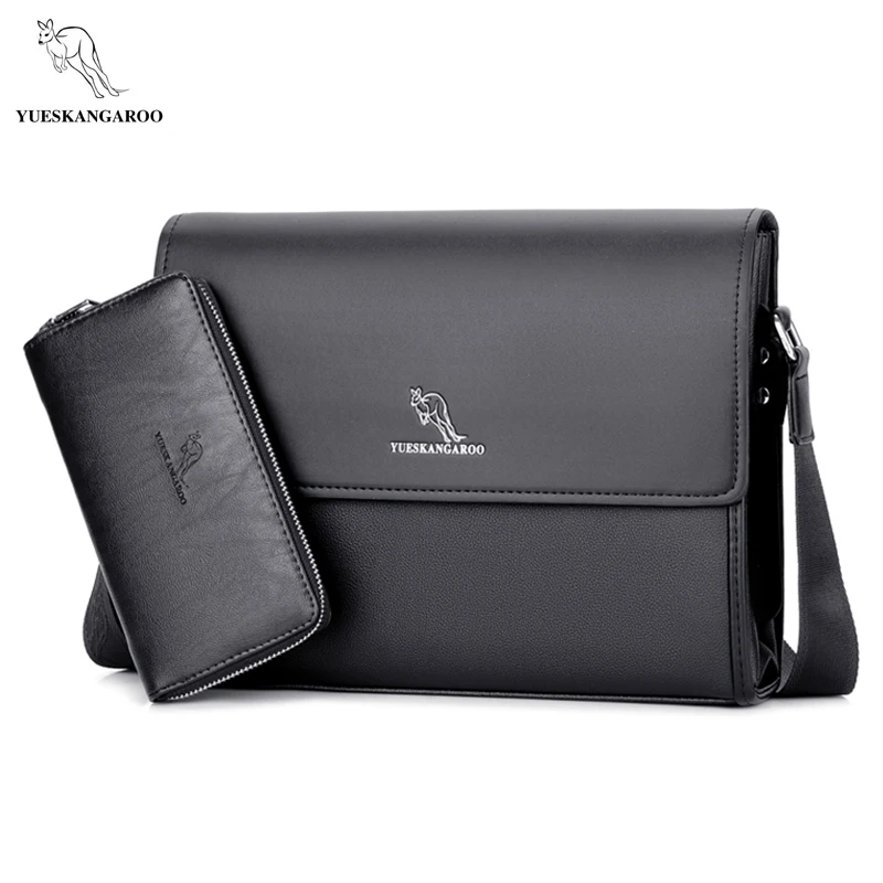 

YUESKANGAROO Brand Men's Bags Briefcase casual men messenger bag A4 document leather male shoulder bag
