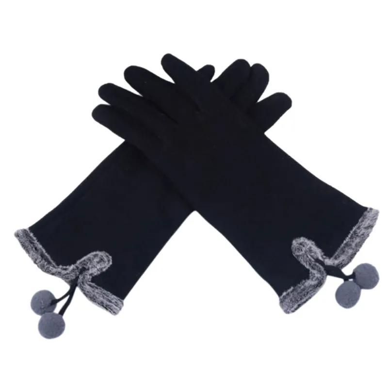 Women Touch Screen Winter Gloves Warm Gloves Wrist Mittens Driving Ski Fashion Small Balls Ladies Guantes For Smart Phone S01