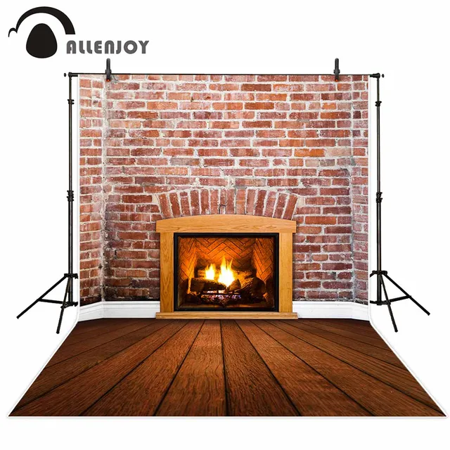 Fondo de fotografía Allenjoy chimenea pared de ladrillo piso de madera