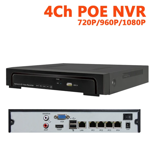 CCTV POE NVR 4 Channel Full HD 1080P 960P 720P 3 in 1 Onvif Network ...