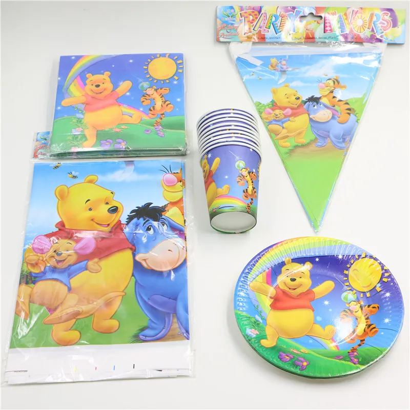 42 Pcs Lot 10 Les Gens Utilisent Winnie L Ourson Theme Party Set De Bande Dessinee Joyeux Anniversaire Partie Garcon Faveur Evenement Decoration Fournitures Aliexpress