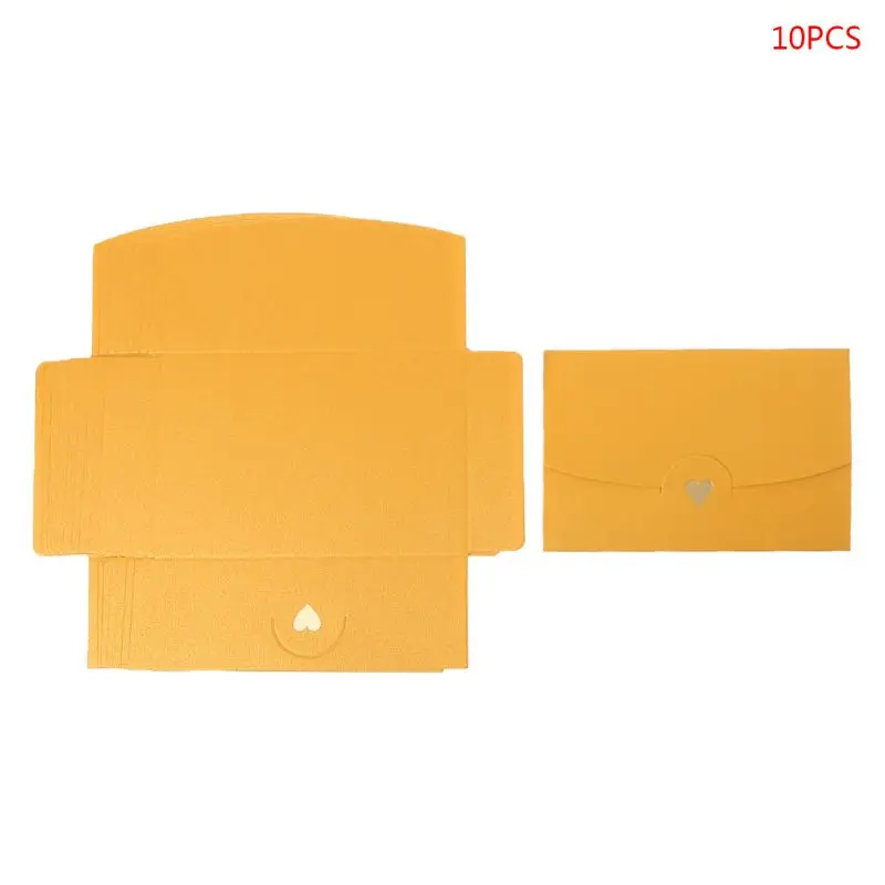 10 шт пустые мини-конверты в форме сердца в стиле ретро, конверты для приглашений на свадьбу, конверты для письма Gree - Цвет: Цвет: желтый
