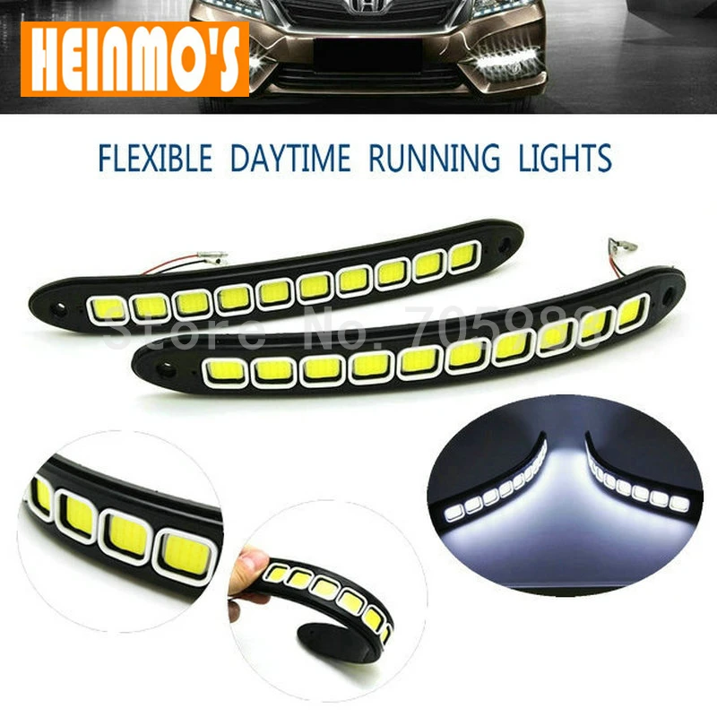 

Square Waterproof White Car Head Light 10 COB LED Daytime Running Lights DRL Fog Lights with Turn Sign 2Pcs/Set