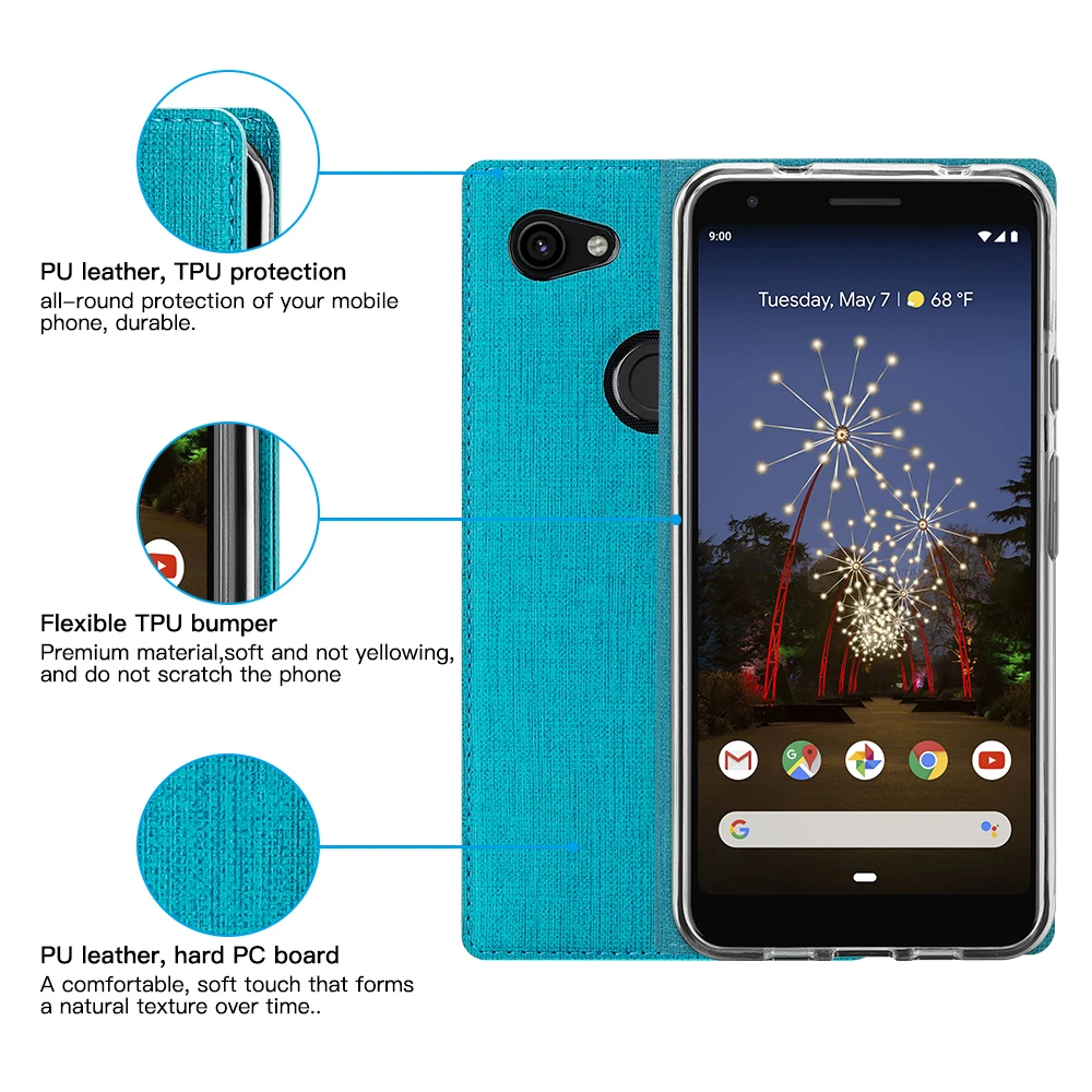 Для Google Pixel 3a XL чехол для телефона кошелек Мягкий противоударный защитный кожаный флип-чехол для Google Pixel 3a Магнитный чехол