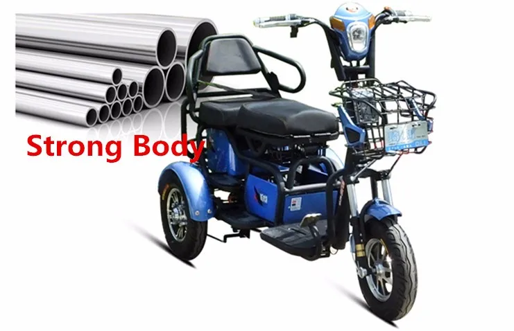 Discount Electric Adult Tricycle 48v 500w Li-ion Battery Strang Range Red Blue White 3