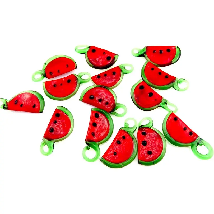 

GLOWCAT 4pcs 21885 Red Watermelon Charm Pendant Natural Glass Charms For Girls Earrings Necklace DIY Jewelry Making Supplies