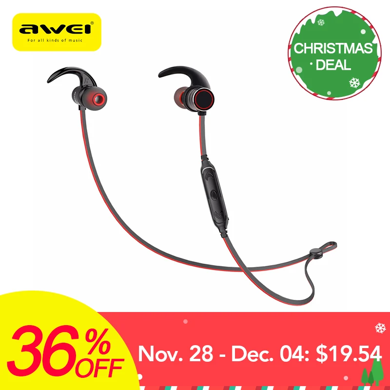 2018 AWEI AK9 Wireless Sports Bluetooth Earphone Magnetic IPX4 Waterproof Headset for IPhone for Huawei Smartphones