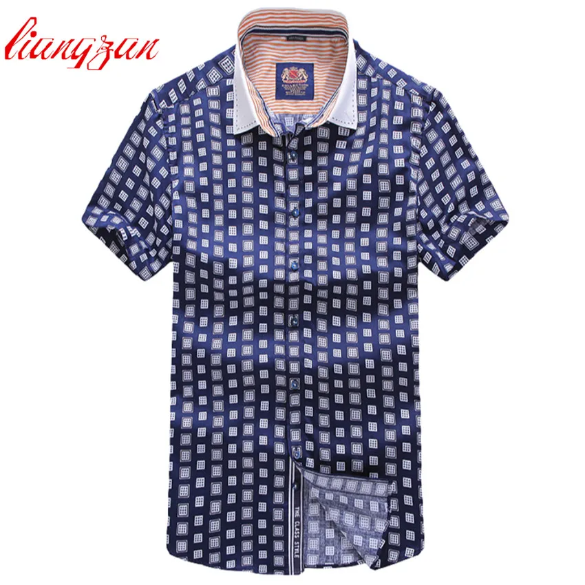 Men Summer Shirts 2017 New Slim Fit Short Sleeve Business Plaid Blouse Brand Cotton Fashion Camisetas Masculinas F2395 | Мужская одежда