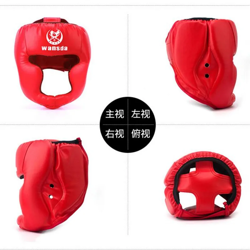Боксерский шлем красный для взрослых детей ММА Обучение Муай Тай Грэпплинг защита головы полупокрытые боксерские шлемы головные уборы синий