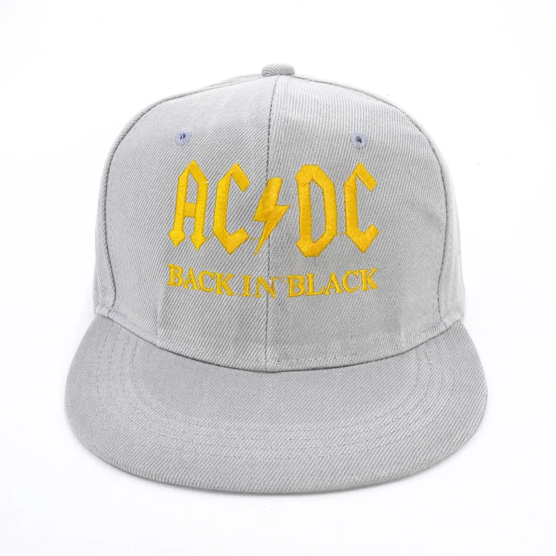 Новинка, AC/DC, бейсбольная кепка, рок, хип-хоп кепка, мужская, acdc, snapback, шапка с вышивкой, надпись, повседневная, DJ, рок Кепка - Цвет: Серый