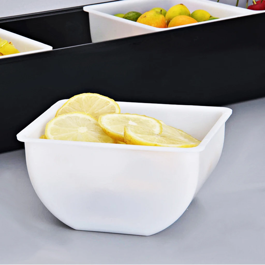 Condiment & Spice Box Serving Set 4 Section Seasoning Storage Container Rack Combo, Kitchen Restaurant Cafe Use