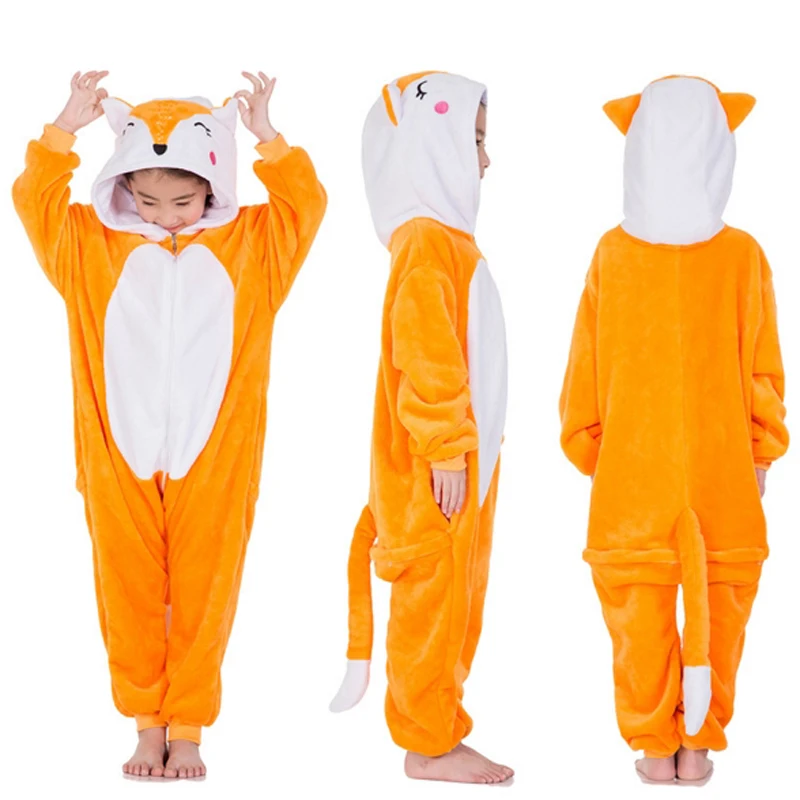 Кигуруми, комбинезон для детей, панда, единорог, пижама для малышей, животные, Мультяшные комбинезоны для мальчиков и девочек, зимняя одежда для сна для косплея, Детская Пижама