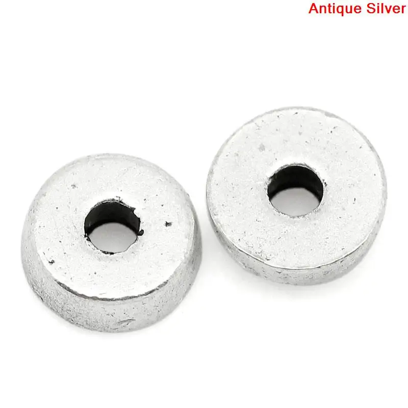 

Alloy Spacer Beads Round Antique Silver Color Plated About 6mm( 2/8") Dia, Hole:Approx 1.5mm, 55 PCs new