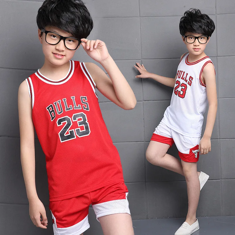 XZKAMIBigBoysClothesSetsBasketballVestPantsSuitsforChildrenSummerTracksuitsTeen