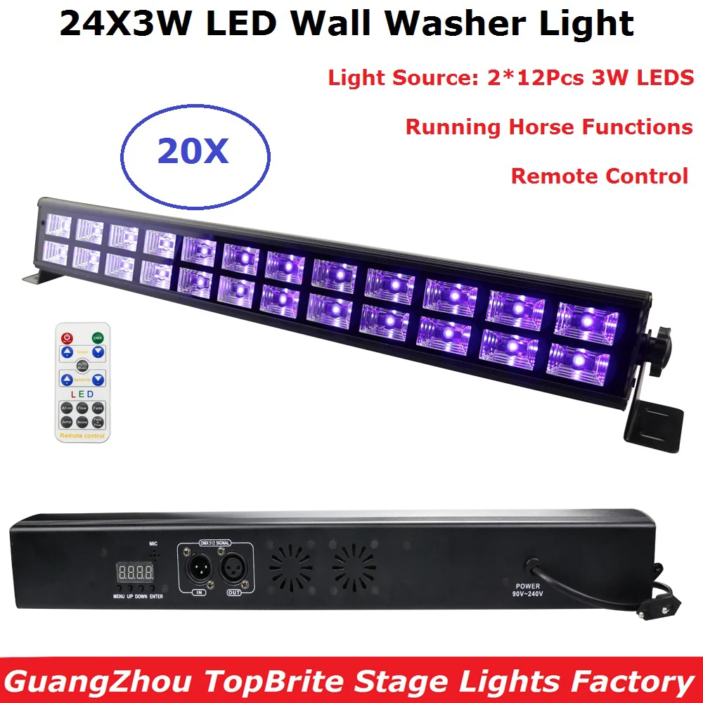

24X3W Disco UV Bar Lights Party Dj Lamp Purple LED Wall Washer Lights For Christmas Laser Projector Stage Lights Wall Washer