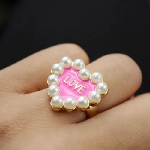 

fashion women jewelry accessories love heart letter pearl finger ring