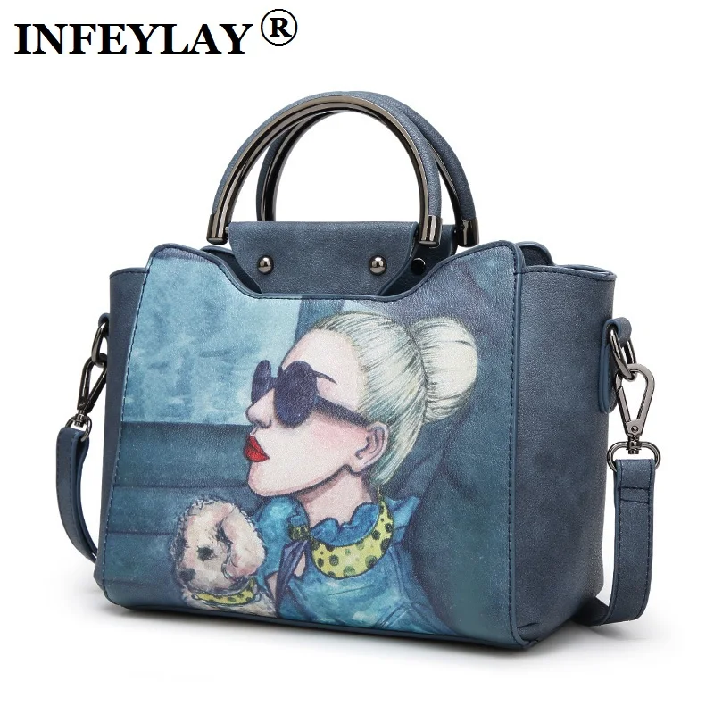 

Brand personality messenger bags women Cartoon beauty embossed leisure handbag girl lovely Crossbody bag retro shoulder bag gift