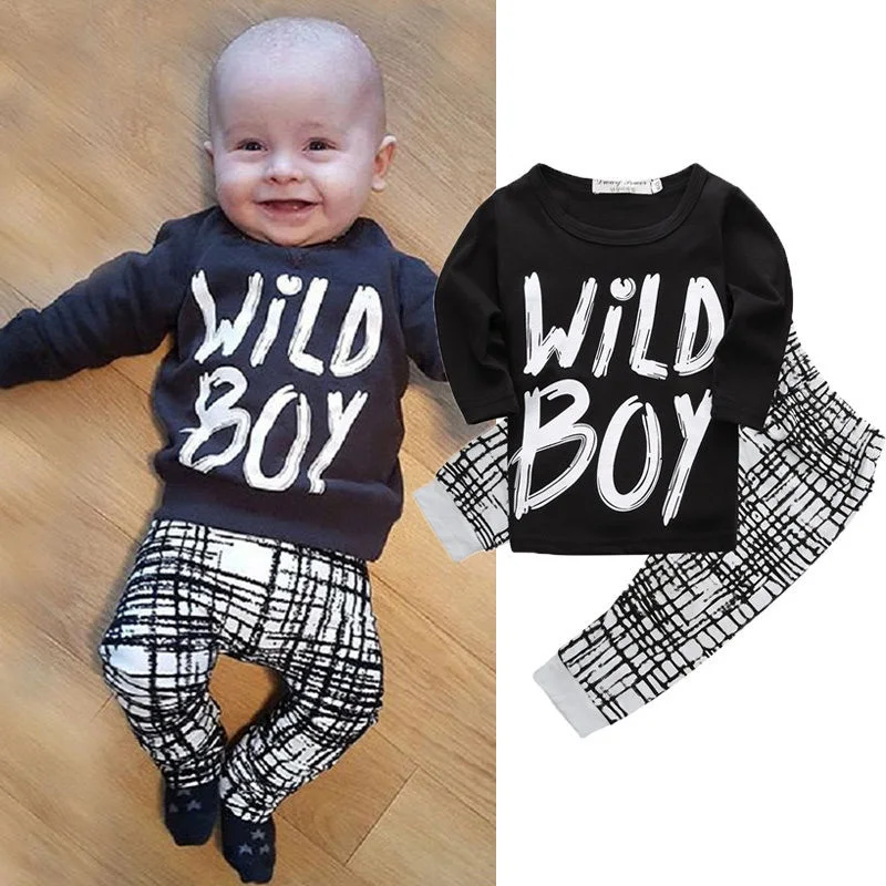 2016 Autumn Baby Boys Girls Clothes Long Sleeve Top+Pants 2Pcs Sport