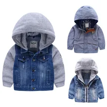 Pour 2-8 Ans bébé garçons veste Survêtement et Manteau pour garçon enfants à capuchon veste en jean Patchwork Automne Enfants garçons Shirts