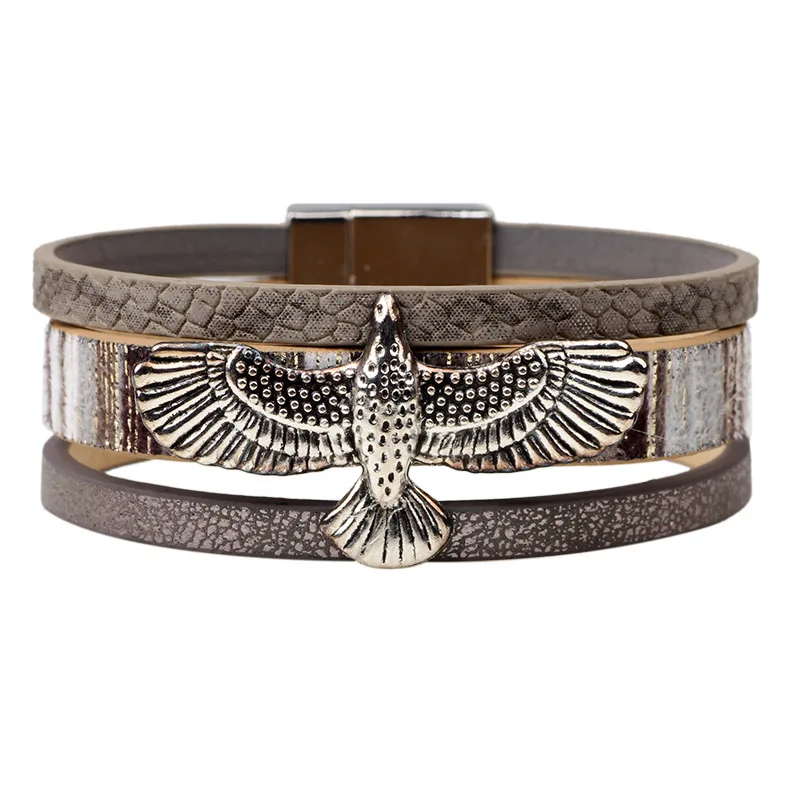 

Female bracelet with multi-loop magnetic buckle fashion bracelet with eagle wings