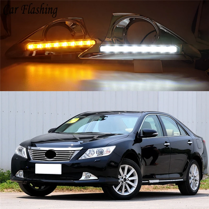 Автомобильная проблесковая 2 шт. LED DRL для Toyota Camry 2012 2013 2014 Габаритные огни