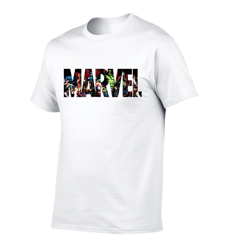 

New Fashion Marvel Short Sleeve cotton T-shirt Men Superhero print t shirt O-neck comic Marvel shirts tops men clothes Tee 2XL