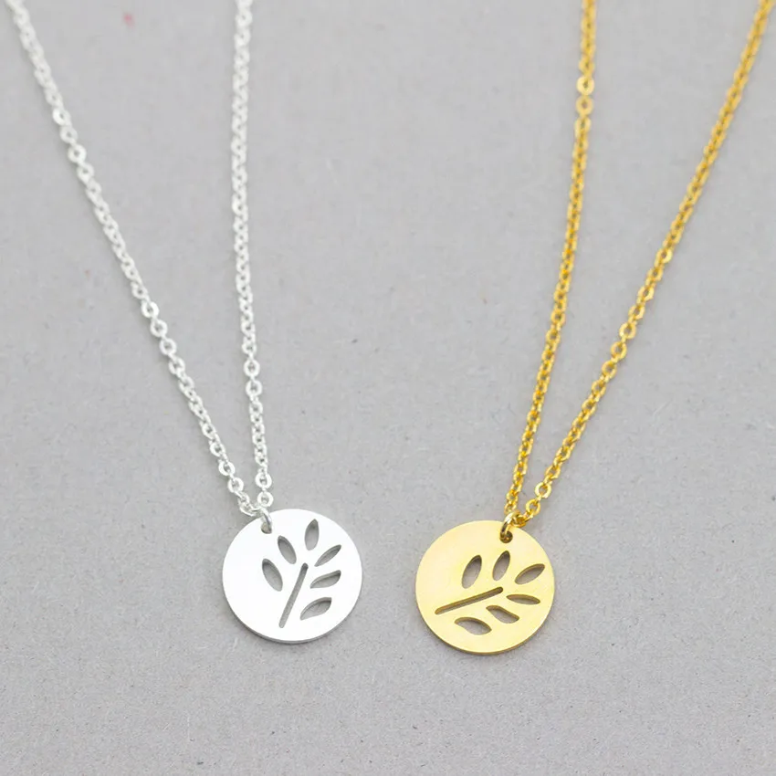 V Attract Luck Jewelry Hollow Leaf Pendant Gold Silver Stainless Steel Geometric Round Choker For Women Necklace|choker for women|necklace