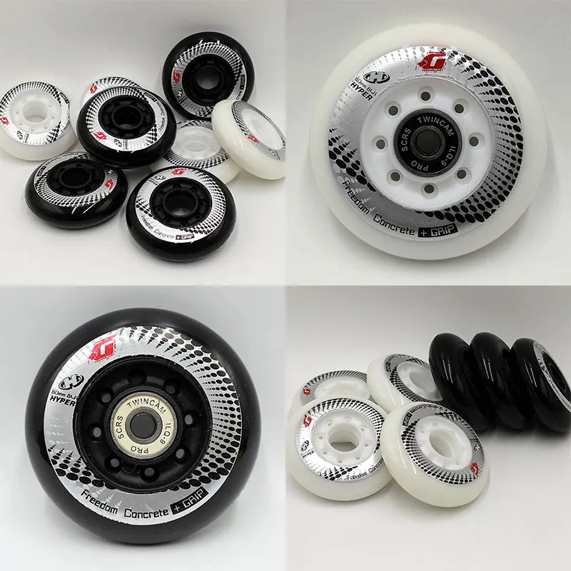 

8pcs 72/76/80mm Hyper+G Freedom Concrete GRIP Inline Roller Skating Wheels FSK Slalom Braking With TWINCAM ILQ-9 Bearing 84A