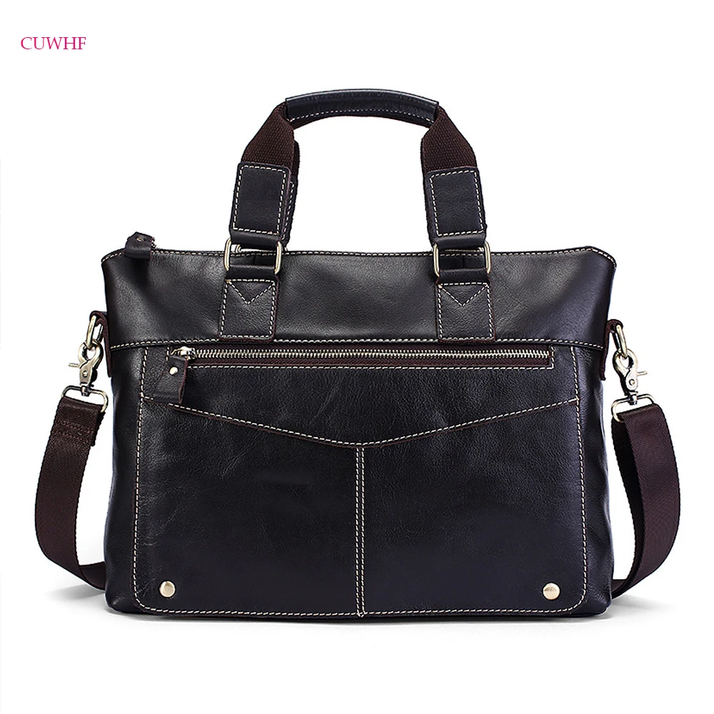 

CUWHF High quality business genuine leather briefcase Men Crossbody Bag Men's Travel black briefcase Suitable for office travel
