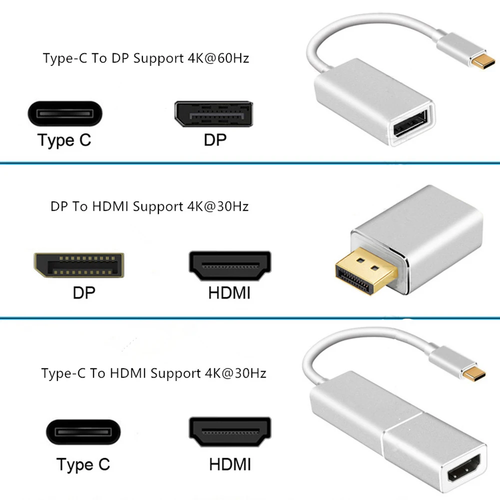 Usb 3,1 3 в 1 адаптер Тип C мужчин Dp женский Dp мужчины к женщине Hdmi конвертер Usb3.1 кабель Поддержка 4 К 60 Гц для huawei Xiaom