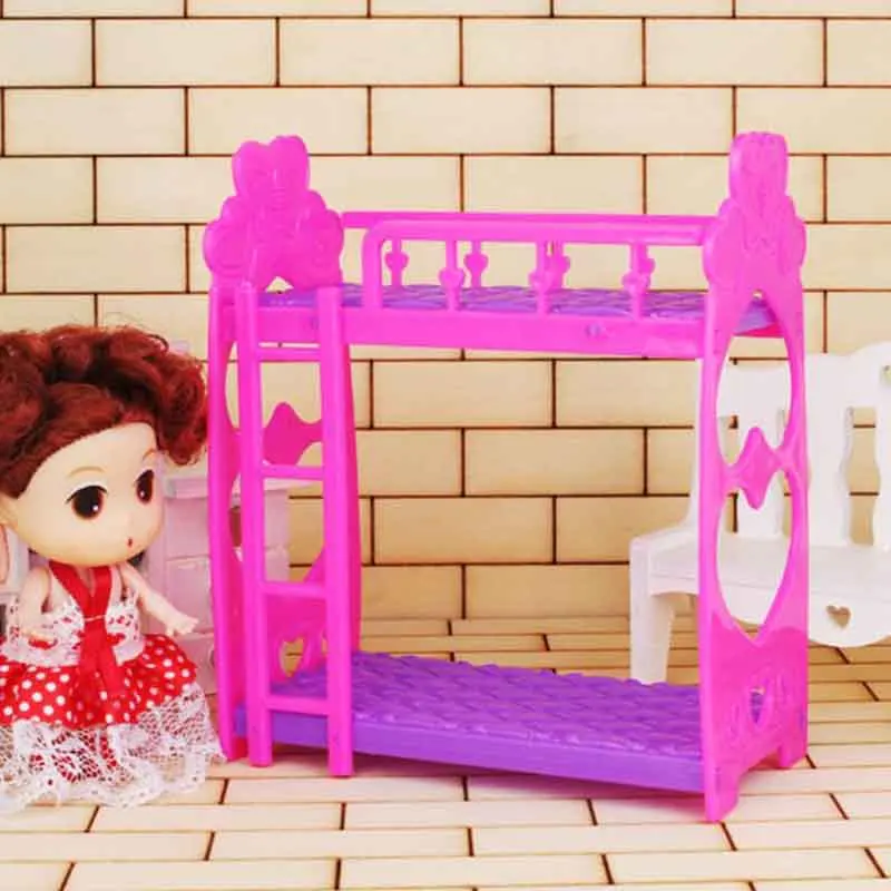 

Doll Bed Bedroom Double Layer Beds Girls Dollhouse Furniture Plastic Living Room Decoration Miniatures Children Kids Toys Gift