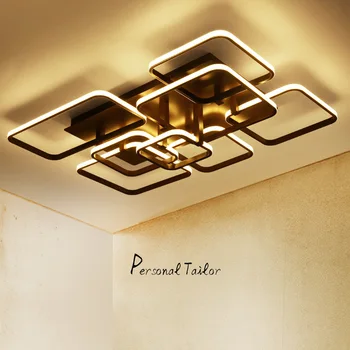 

Modern Remote Control Dimmable Led Ceiling Chandelier Post Modern Minimalism White/Cofee Metal Lustre Chandelier For Living Room