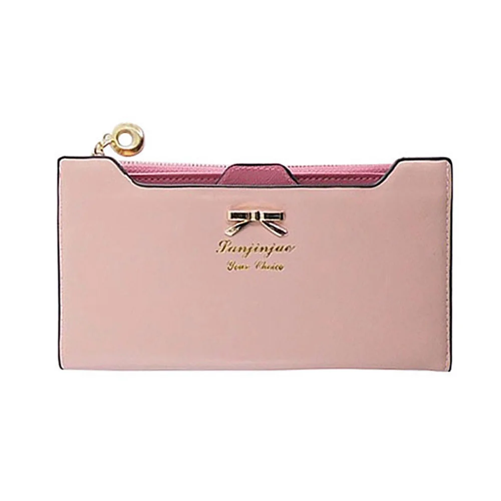 2016 New Lovely Lady Long Purse Leather Women Wallets Zipper Thin Card Holder Bag Coin Purse Carteras mujer femenina carteras