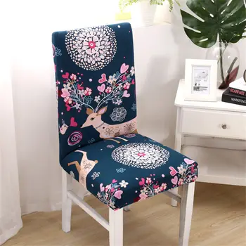 

Flower Printing Dining Chair Cover Removable Elastic Stretch Chair Seat Covers For Banquet Hotel Restaurant Folding Chair Cases