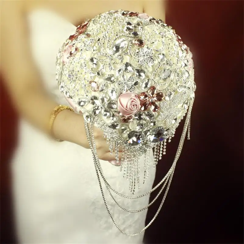 Fashion Wedding Bridal Bouquet Luxuries Elegant Brooch Rhinestone