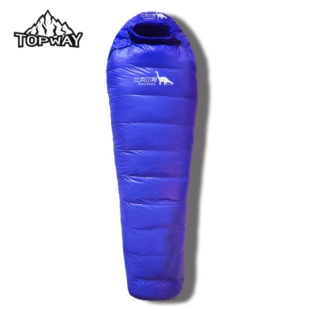 Best price at $115 Cheap High Quality Splicing Single Hiking Windproof Saco De Dormir Camping Outdoor Sport Mummy Winter Thermal Goose Down Sleeping Bag