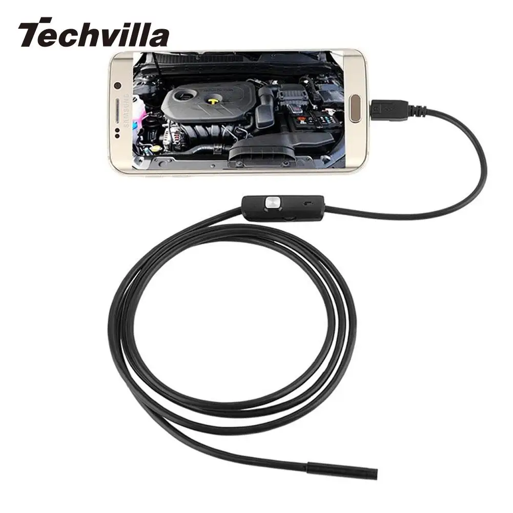 Techvilla 7 мм эндоскопа Водонепроницаемый IP67 Android USB инспекции бороскоп 6LED Tube Snake Мини