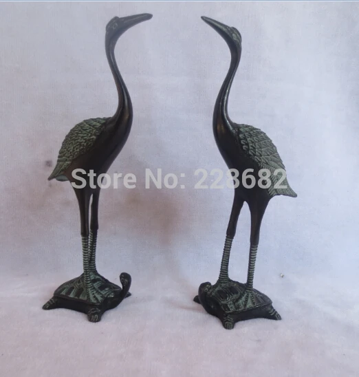 

Metal Crafts Home Decoration Crafts Chinese Bronze carved A pair Feng Shui Crane Sculpture/Chinese Tortoise statue fast shipping