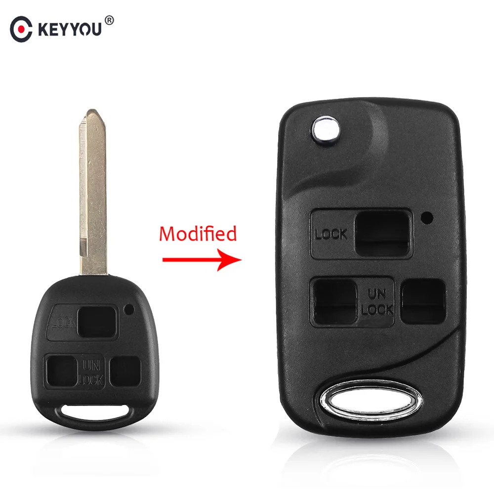 

KEYYOU 3 Buttons Remote Fob Modified Folding Car Key Shell Cover Case For Toyota RAV4 Avalon Echo Prado Tarago Camry TOY47 Blade