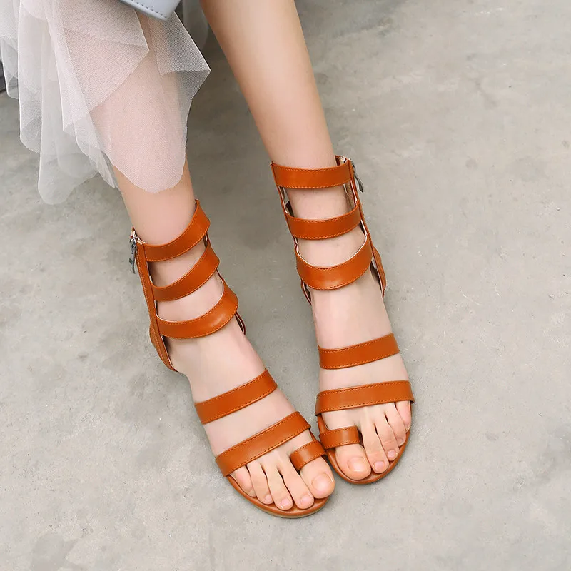 MORAZORA/2019 г. большой размер 46, женские сандалии-гладиаторы на молнии, летняя обувь с вырезами, однотонная повседневная обувь на низком
