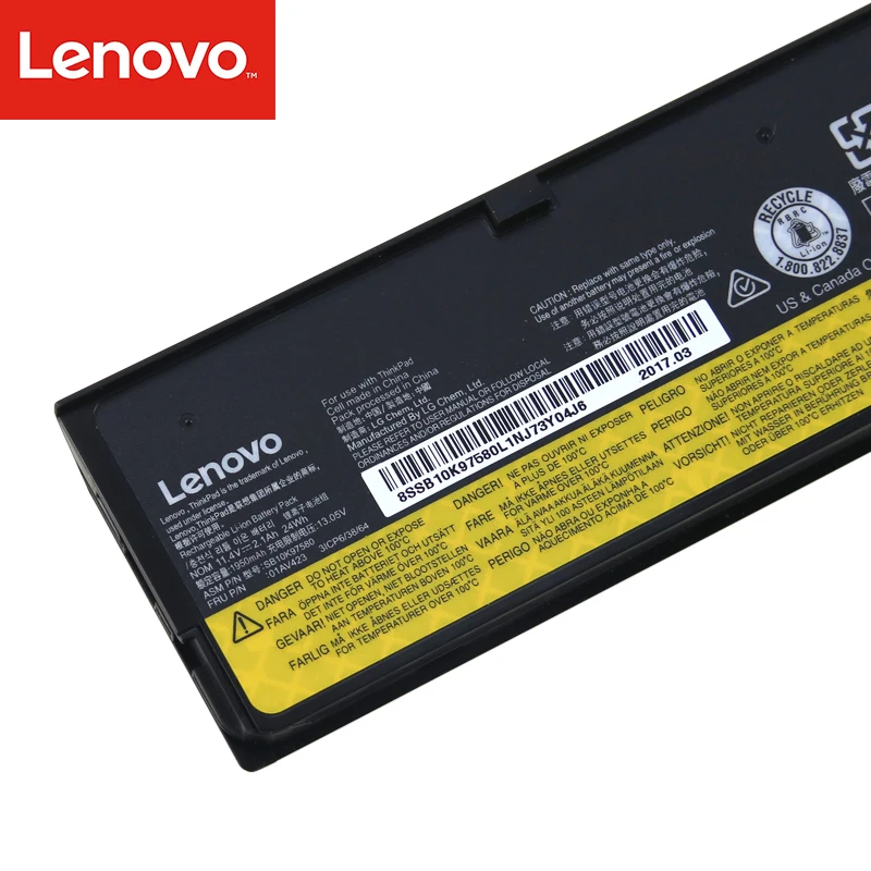 Аккумулятор для ноутбука lenovo Thinkpad T470 T570 P51S 01AV427 01AV423 SB10K97580 11,4 V 2.1Ah/24WH