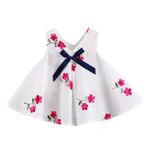 Детские платья для маленьких девочек хлопковая одежда с вышитым бантом и милым рисунком для малышей 0-4 лет