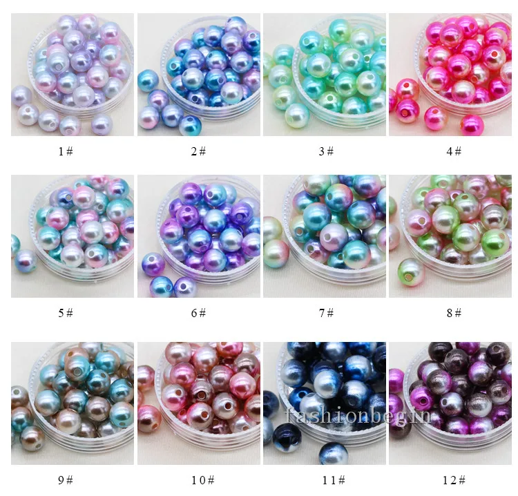 

3/4/6/8/10/12mm Rainbow Spacer Acrylic Ball Round Imitation pearl sew on beads jewelry making Necklace Bracelet DIY Beaded Craft