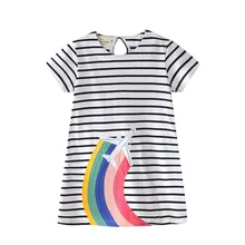 Striped Rainbow Dress Cute Kids Baby Girl Princess Party Summer Dress Children Girl Cartoon Cotton Flamingo Dresses Striped Rainbow Dress Cute Kids Baby Girl Princess Party Summer Dress Children Girl Cartoon Cotton Flamingo Dresses