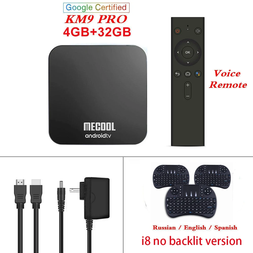 MECOOL KM9 PRO tv Box Android 9,0 Google Сертифицированный 4G DDR4 32G rom Smart tv Box Amlogic S905X2 BT4.1 2,4G/5G Wifi медиаплеер - Цвет: KM9 PRO no backlit