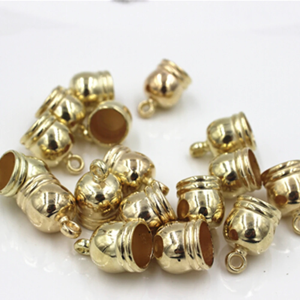 8mm Gold Colr Leather Cord CCB (Plastic) Tassel cap Jewelry Findings