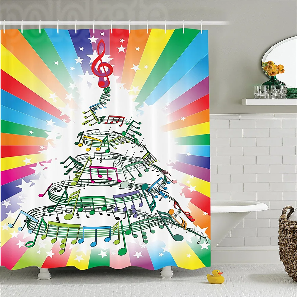 Jazz Music Colorful Music Notes as Christmas Tree with Rainbow Background New Year Party Home